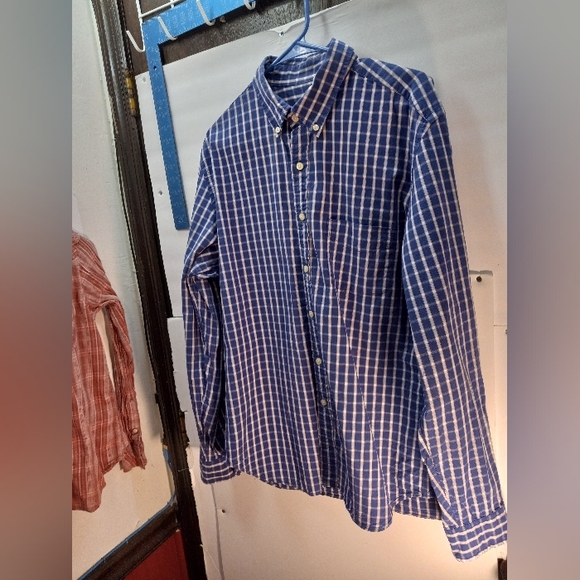 J.Crew Plaid Sunwashed Oxford Tailored Large Blue Business Casual Shirt Office - Picture 15 of 16